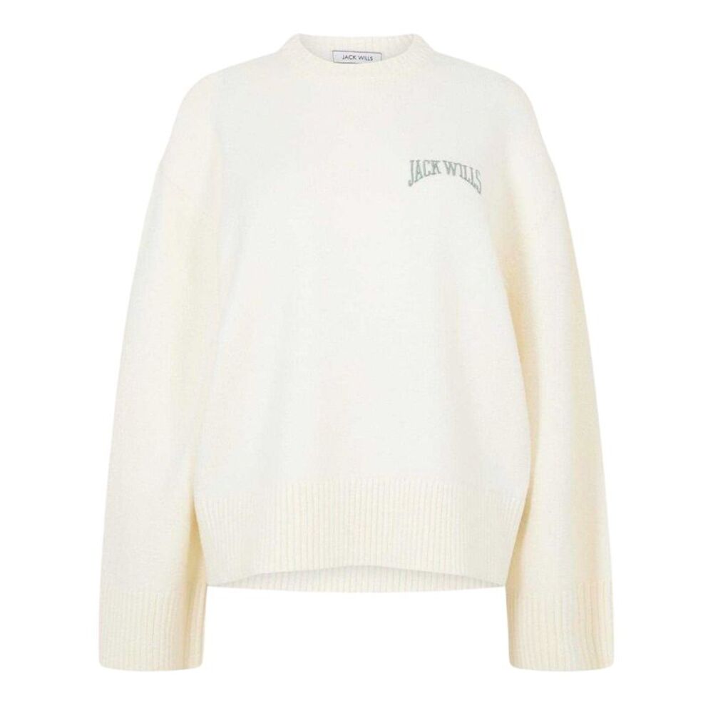 Jack Wills Womens/Ladies Arched Logo Oversized Sweater / Vintage White